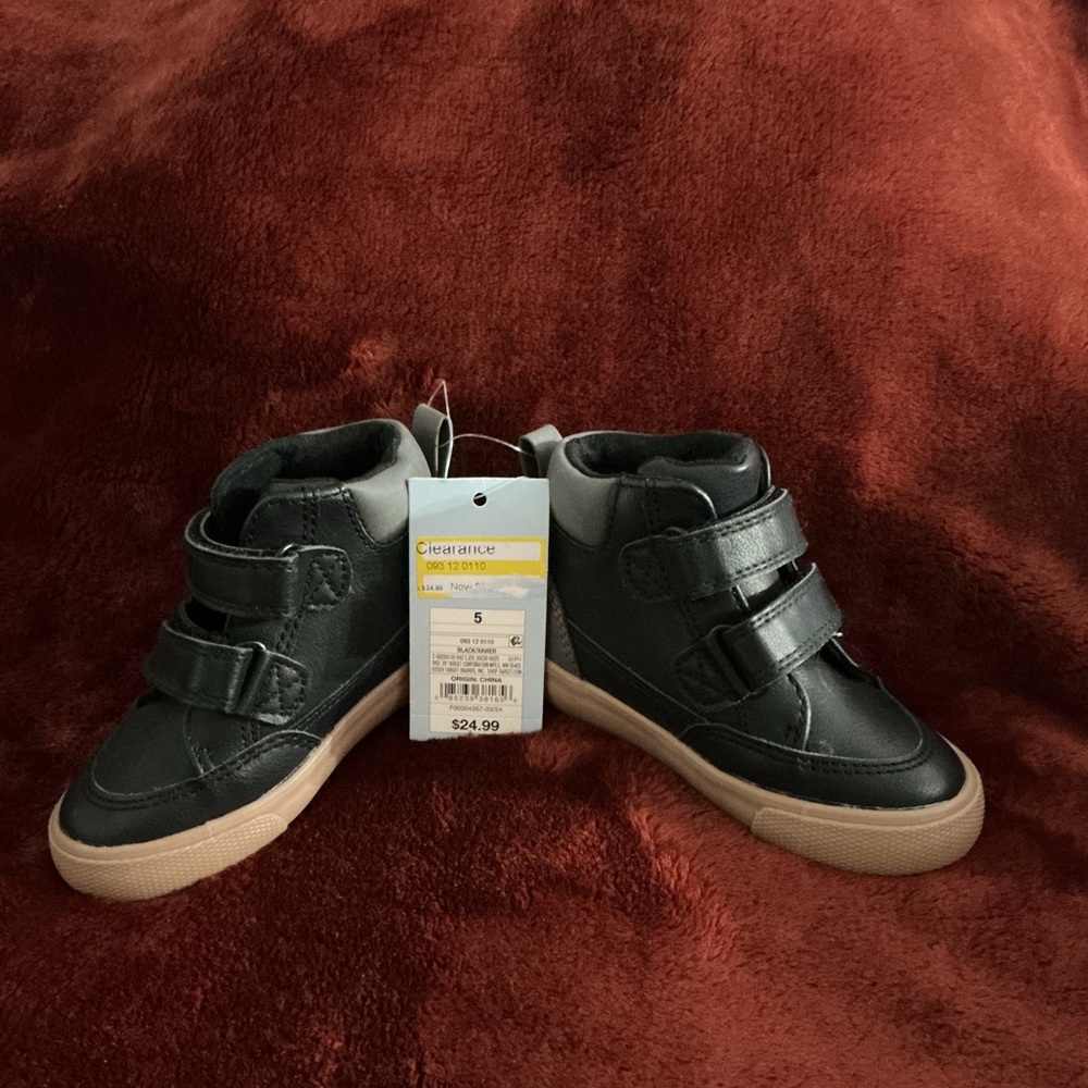Black High-Top Sneakers with Velcro Straps